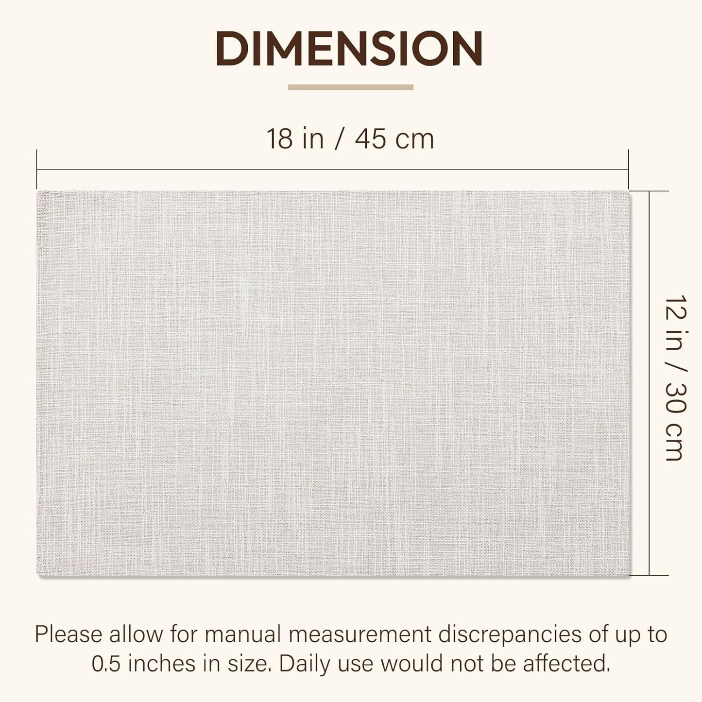 Blue Forest Placemats Set of 8, Dual-Layered Thickened Faux Linen Cloth Place Mats Heat Resistant Machine Washable Wrinkle Free Table Mats Indoor/Outdoor (Cream Beige)