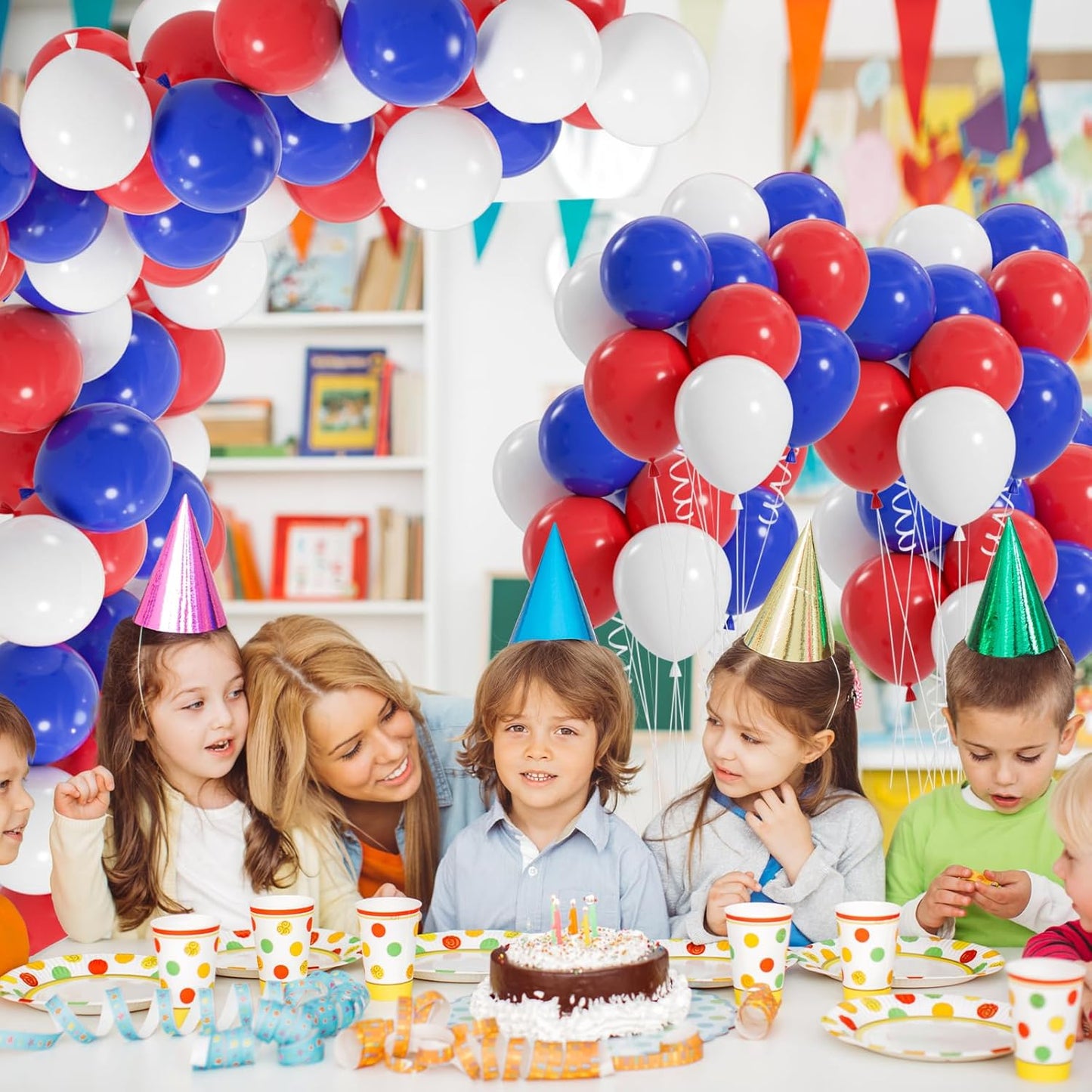 50pcs Royal Blue Balloons, 12inch Helium Quality Dark Blue Party Balloons for Birthday Graduation Baseball Party 4th of July Backdrops (with Ribbon & Glue)