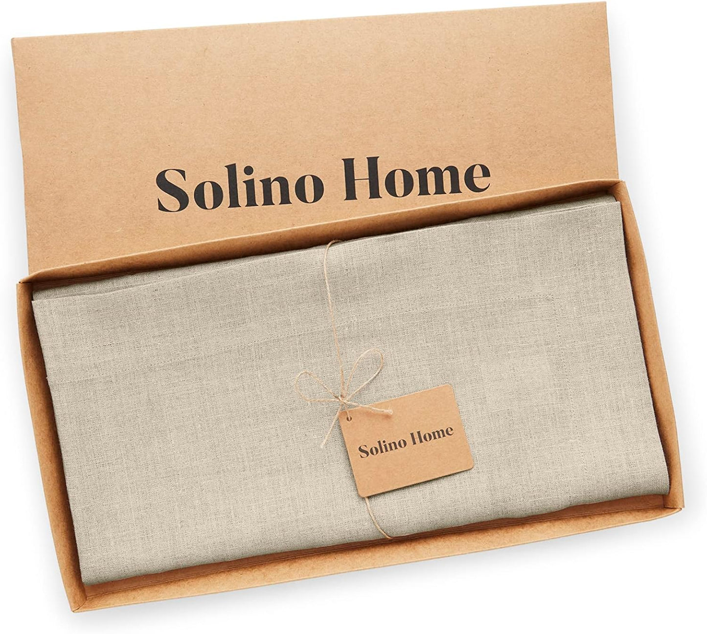 Solino Home Natural Linen Tablecloth 52 x 52 Inch - 100% Pure Linen Square Table Throw - Fete, Machine Washable Table Cloth for Fall, Autumn, Thanksgiving, Christmas, Holiday
