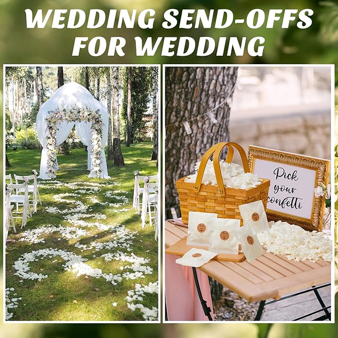 Wavwavw Biodegradable Confetti, Dried Hydrangea Flower Petals with Throw Me Stickers Wedding Confetti Biodegradable Flower Petals for Wedding Ideas Valentines Day Decor(White,103 Pcs)