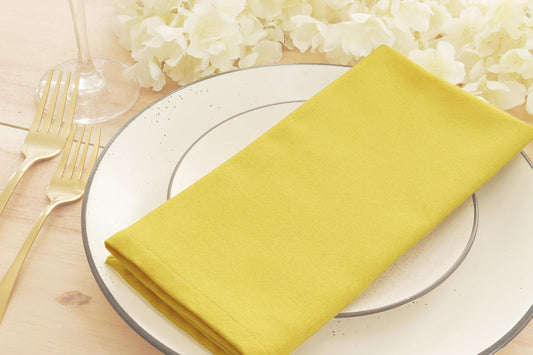 PurpleEssences Set of 6 Cloth Dinner Napkins 100% Cotton 18x18 Inch - Soft Durable Washable - Ideal for Farmhouse Party Fall Thanksgiving - Perfect Everyday Use Table Linen - Yellow