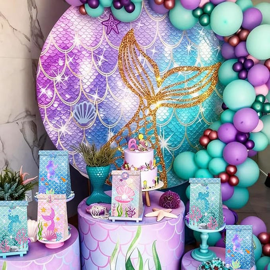 Mermaid Party Favor Bag Little Mermaid Birthday Decorations Jellyfish Seashell Gift Goodie Bags with Sticker for Girls Under the Sea Aquatic Nautical Party Summer Ocean Beach Party Supplies (12Pcs)