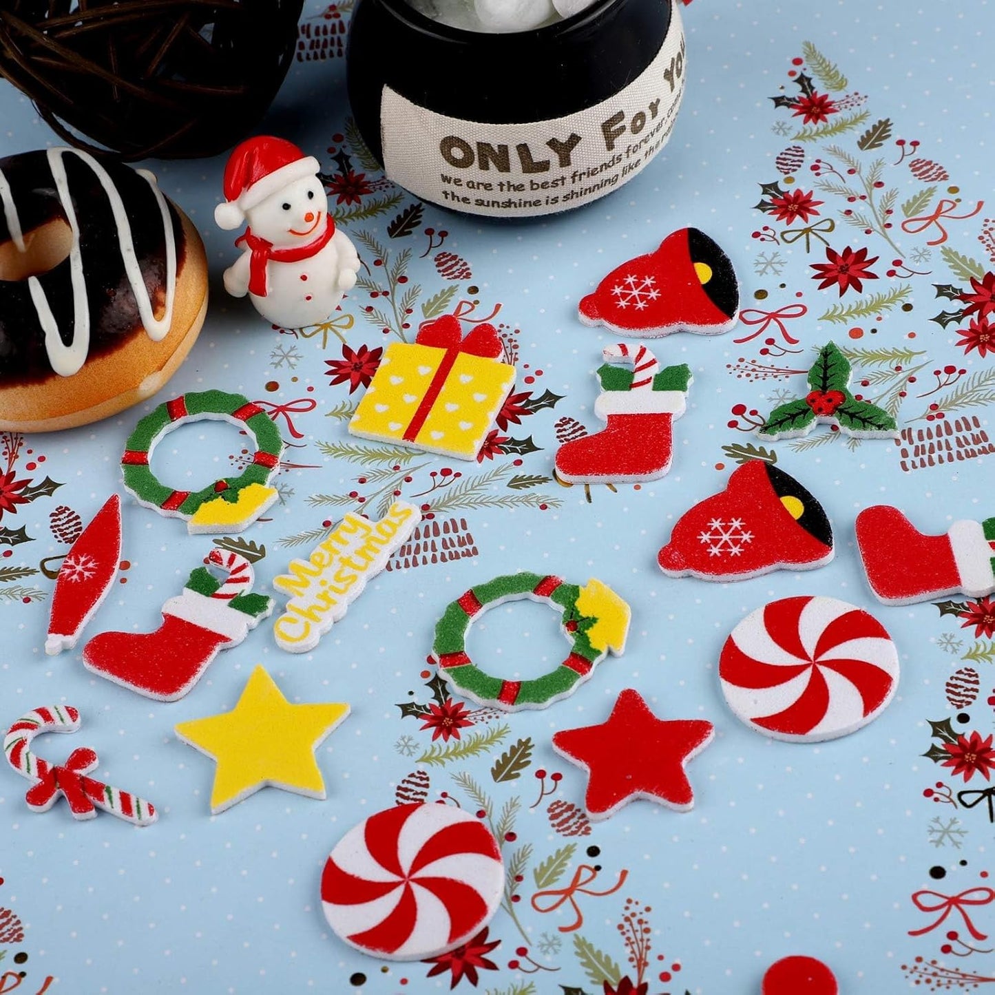 Motarto 600 Pieces Christmas Theme Foam Stickers Assorted Shapes Christmas Styles DIY Crafts Stickers for Xmas Home Holiday Party Decorations