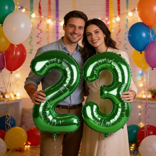 40 Inch Number 23 Balloons, Big Foil 23th Birthday Balloons Decorations for Women, Dark Green Number Balloon for 2 3 23 32 Wedding Memorial Day's Graduation Supplies