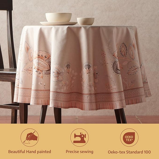 Maison d'Hermine Premium Table Cloth Round Table 100% Cotton 70 Inches Tablecloth Reusable Decorative Everyday Use for Dining Room, Farmhouse, Home, Party, Festive & Wedding - Society Florals