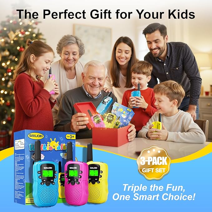 Walkie Talkies for Kids Toys Valentines Day Gifts for Kid Boys Girls 4-6, 3 Miles Range Walkie Talkie to Camping, Outdoor, 4 Year Old Girl Birthday Gifts for 3 4 5 6 7 8 9 Year Old Boy Girl Gifts