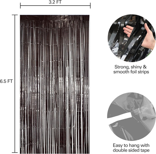 6 Pack Black Fringe Backdrop, Black Streamers Party Backdrop, Party Decorations Supplies for Birthday, Holidays, Parties & More