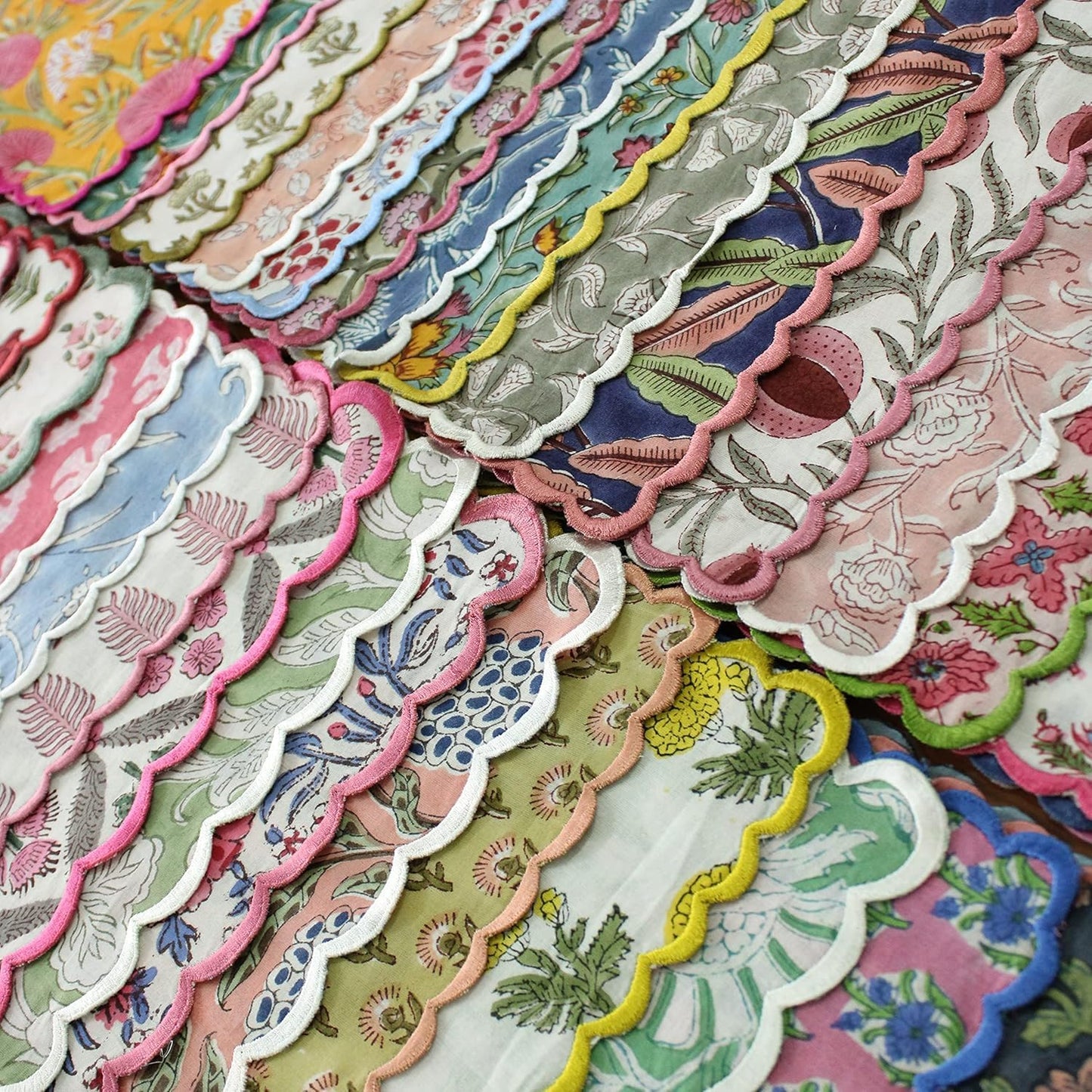 Ridhi Mix Random Hand Block Print Napkins 18" x 18" Set of 8 Reusable Cotton Dinner Napkins for Weddings, Parties & Everyday Dining, Thanksgiving, Christmas, Fall