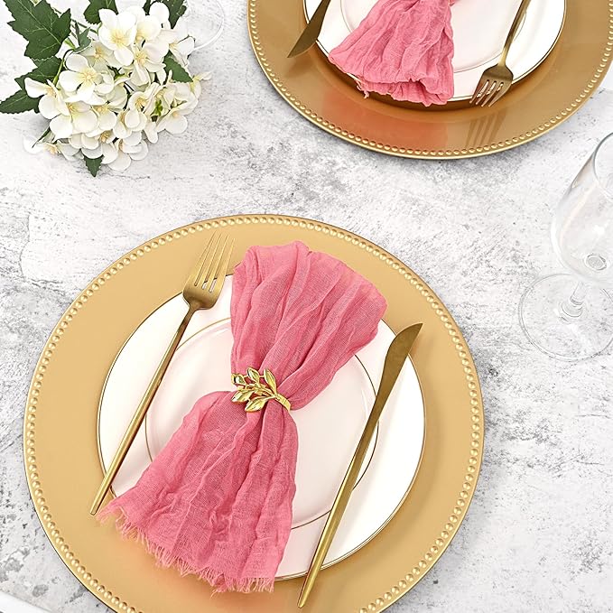 24 Pcs Gold Charger Plates Bulk, 13" Round Beaded Plate Chargers for Dinner Plates, Decorative Dinner Chargers Plastic Table Chargers for Wedding Holiday Party Baby Shower Event Decoration (Gold)