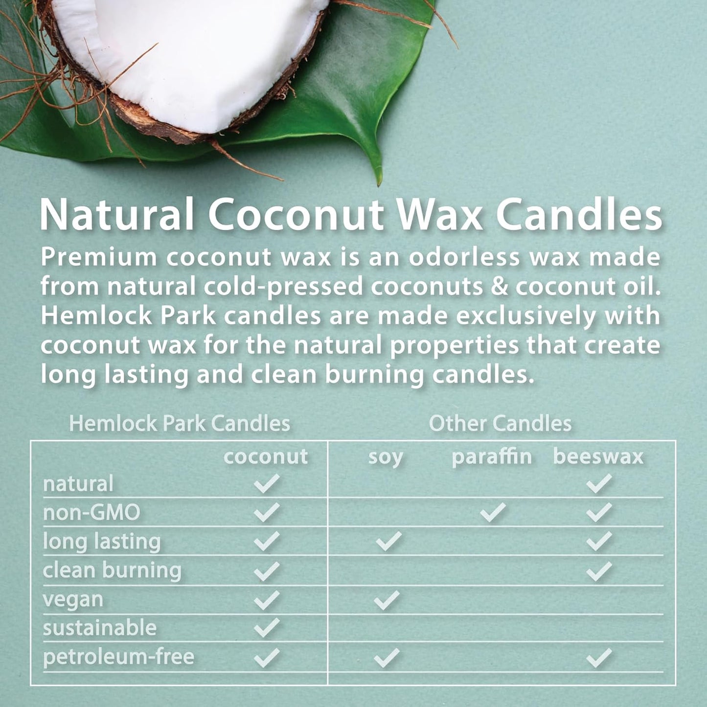 Hemlock Park Crackling Wood Wick Candle Handcrafted with Natural Coconut Wax (Standard 8 oz, Santal)