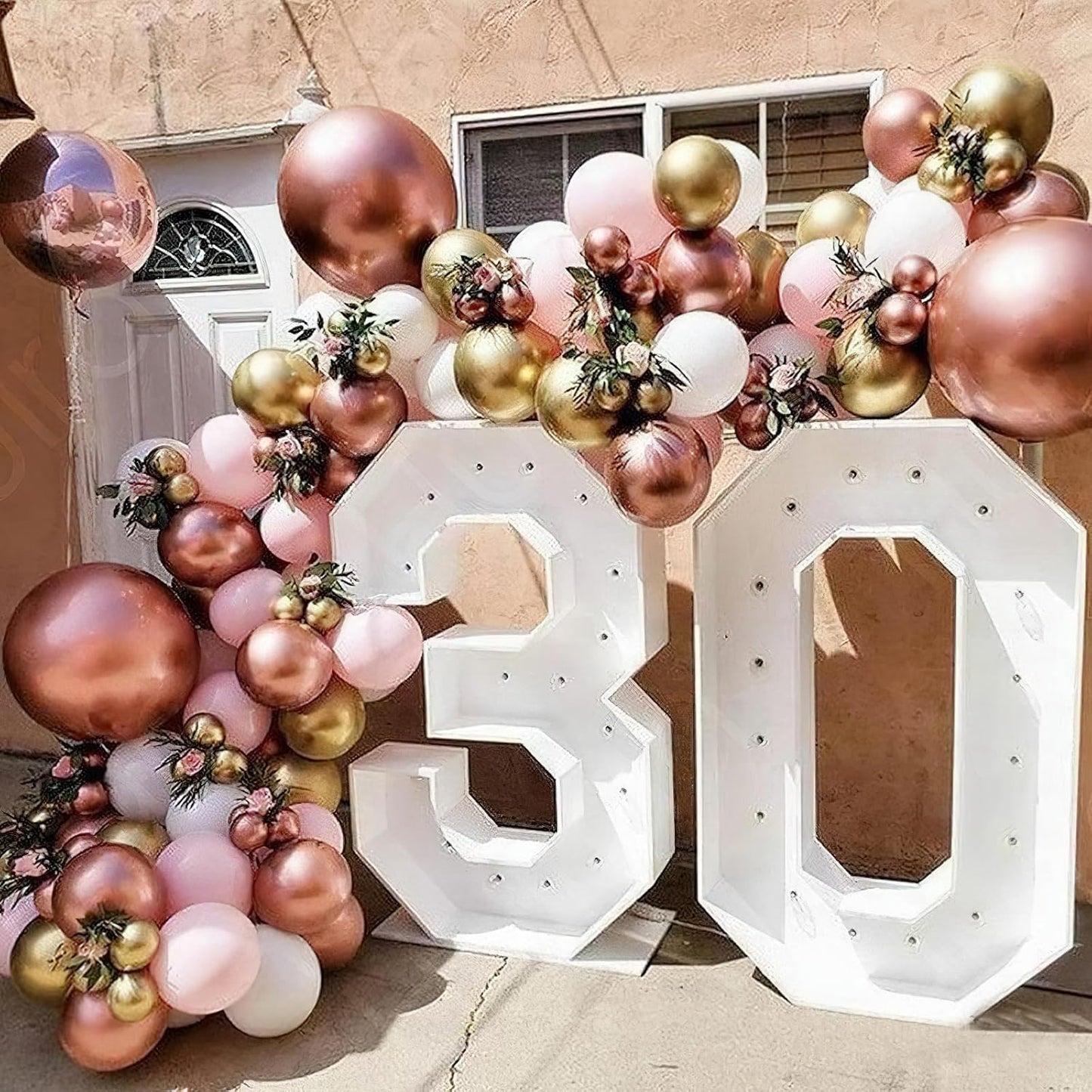 PartyWoo Rose Gold Shades Balloon Garland Kit, 140 pcs Shades of Rose Gold Balloons Different Sizes Pack of 18 Inch 12 Inch 10 Inch 5 Inch for Balloon Garland, Birthday Decorations, Party Decorations