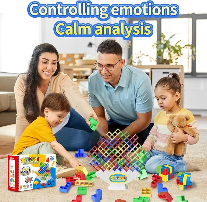 Ziogogco 48 Pcs Game Gifts, Balance Stacking Blocks Game,Perfect for Family, Parties, Travel,Boys Girls Gifts,Novelty Toy Gift for Kids or Friends