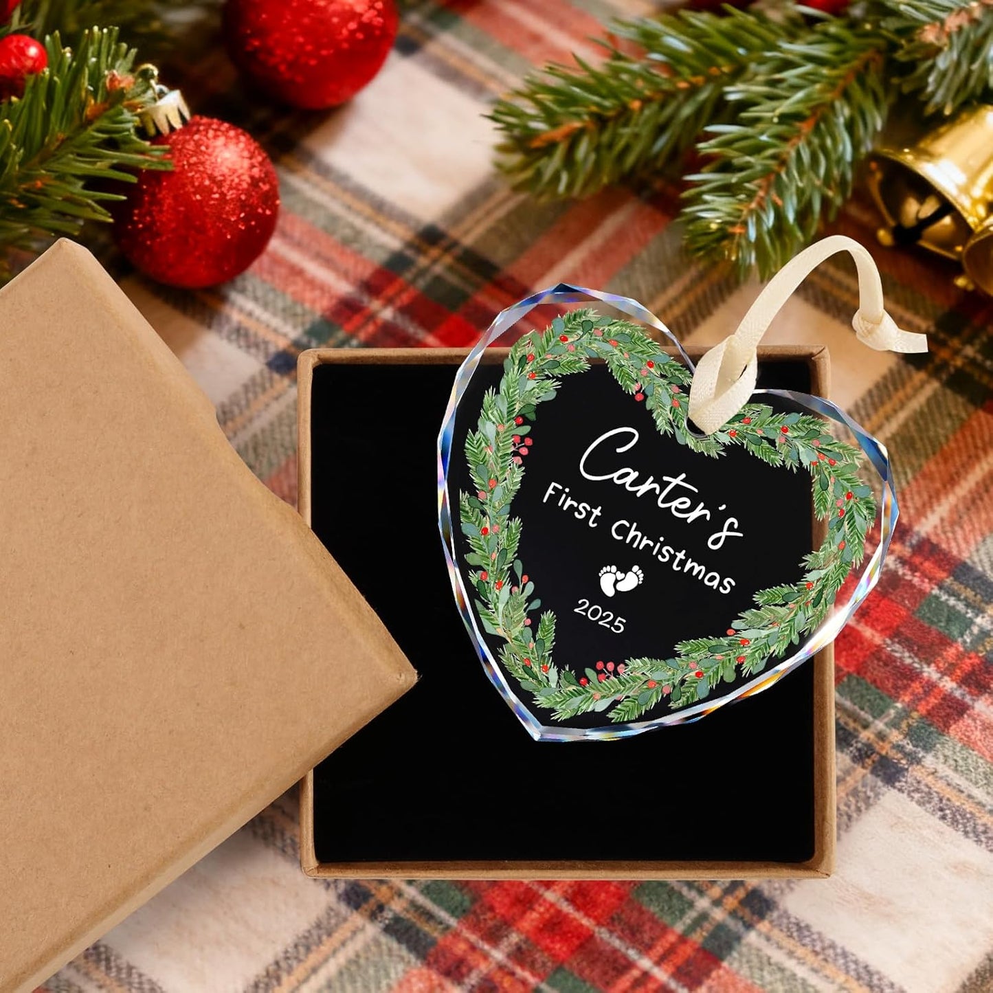 Custom Baby's First Christmas Ornament - Personalized My First Christmas Ornaments for Baby Girl Boy Newborn Gifts Keepsake - Crystal Glass New Baby Ornaments 2025