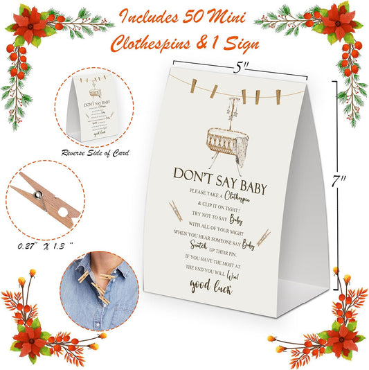 Neutral Boho Shower Decorations,Don't Say Baby Baby Shower Game,Gender Neutral Baby Shower Decorations,Small Clothespin Game,Baby Shower Ideas,Baby Shower Games 50 Guest,Fall Party Games