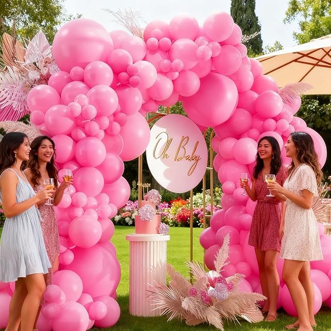 412pcs Pink Balloon Arch Kit 18 12 10 5 Inch Different Sizes pink balloon arch for Valentine's Day Birthday Baby Shower Gender Reveal Wedding Party Decorations
