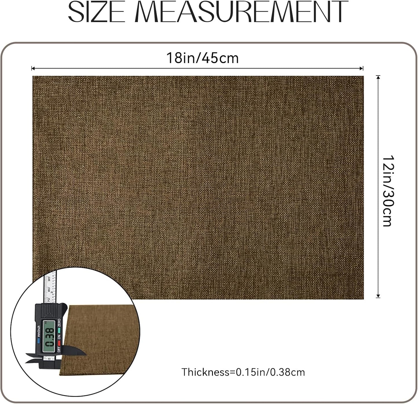 Romanstile Cloth Placemats Set of 8-12 x 18 Inch, Heat Resistant Double Layered Thickened Burlap Place Mats, Washable Faux Linen Farmhouse Table Mats for Kitchen/Dining/Party/Outdoor, Brown