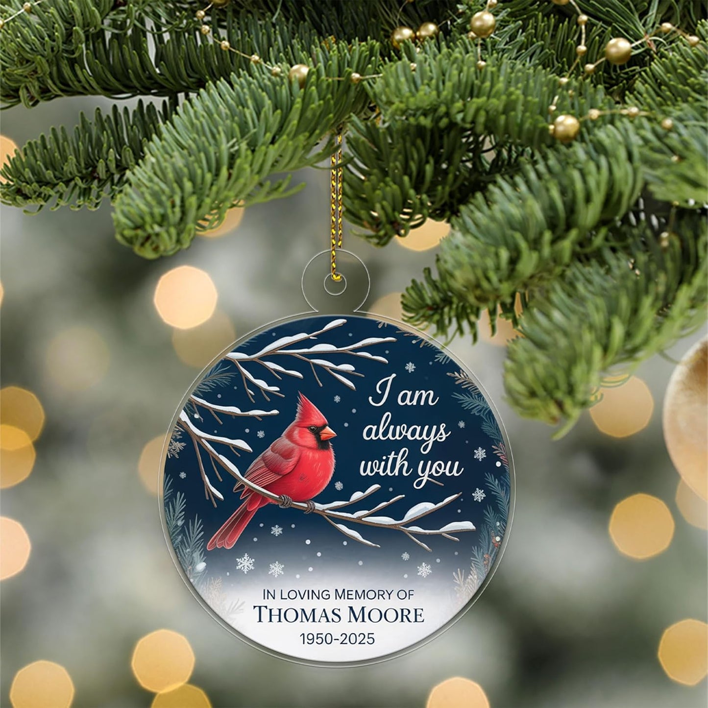 Custom Memorial In Loving Memory Christmas Ornament, Cardinal Memorial Christmas Ornament, Personalized Sympathy Gift, Holiday Tree Ornament Acrylic Ornament – Personalized