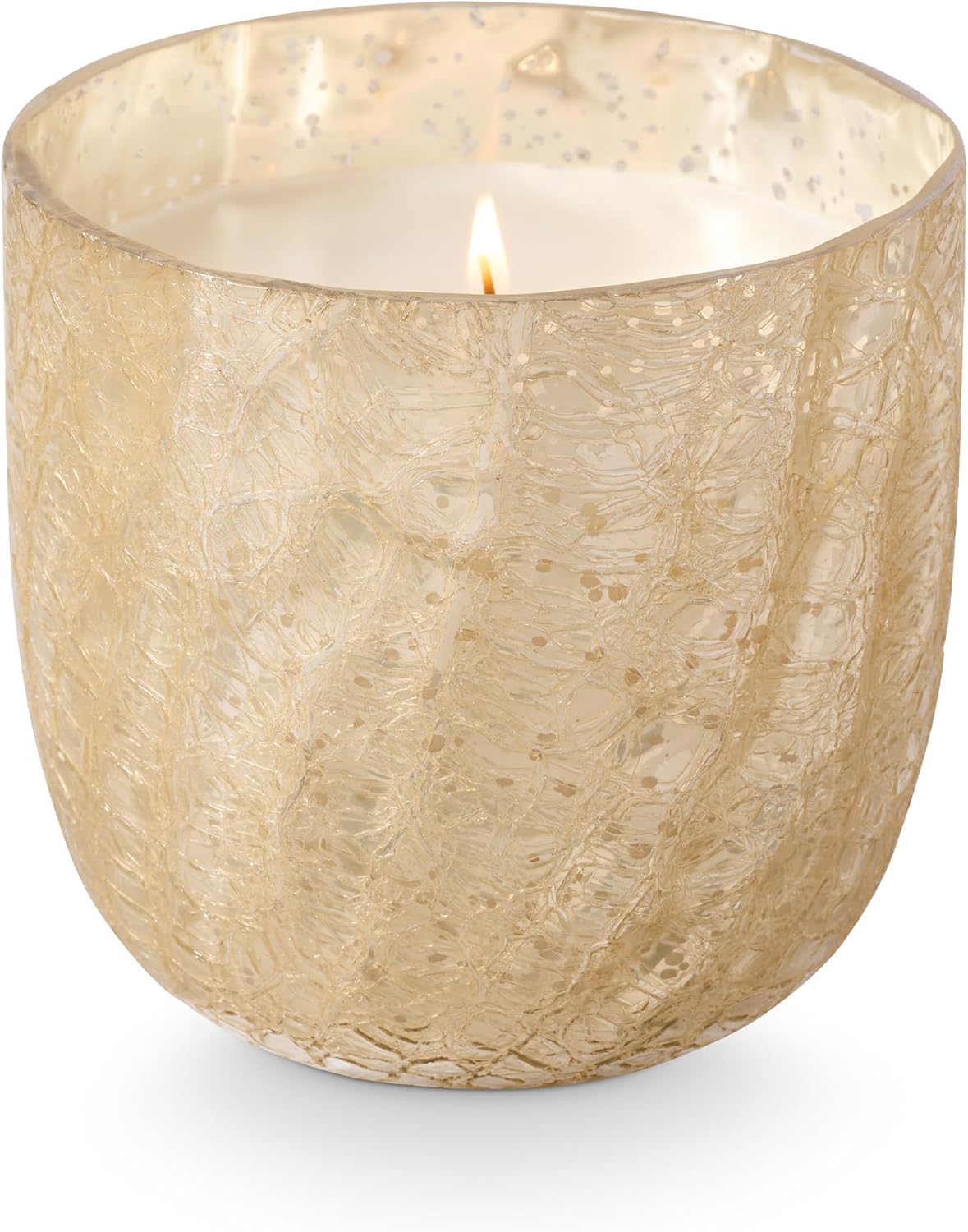 ILLUME Large Boxed Crackle Glass Candle, Winter White