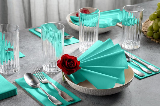 Linen-Feel Bright Green Paper Napkins - Decortive Cloth-Like Disposable Dinner Napkins - Soft And Absorbent. For Kitchen, Party, Wedding, Bathroom Or Any Occasion. (Pack of 100)