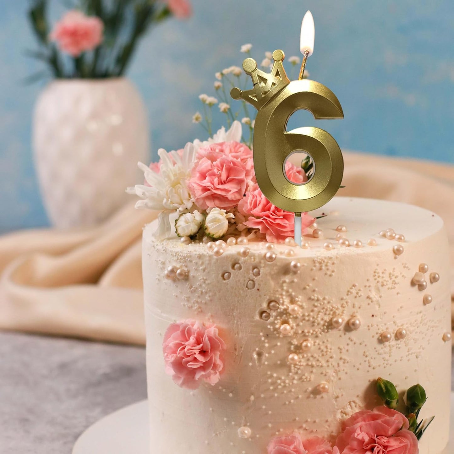 The Number 6 Gold Birthday Candles for Cake is Beautiful Number Candles for 6th Birthday Decorations for Boys and Girls (Gold-6, Crown)