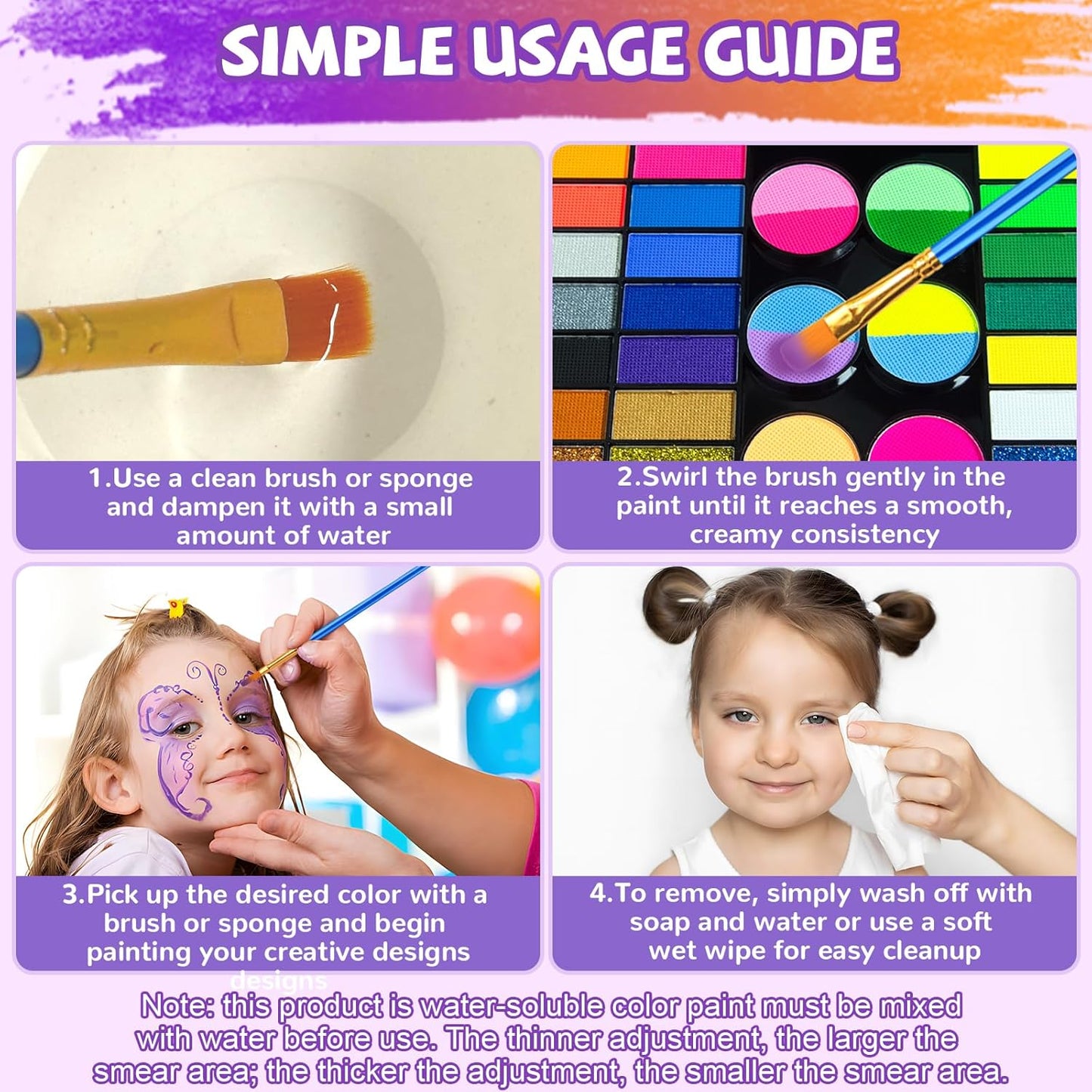 Professional Face Painting Kit for Kids – 44 Color Water Activated Facepaint Makeup Kit, Non-Toxic face Paint with Stencils, Gems, Brushes– for Halloween, Parties, Carnival, School Event & Festivals