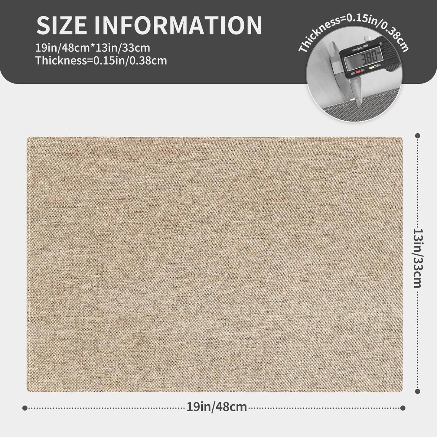 Cloth Placemats, Set of 4 Heat-Resistant Cotton Linen Blend Double Layered Machine Washable Place Mats, Wrinkle Free Thick Fabric Dining Table Mats for Indoors & Outdoors (Light Linen, 4)