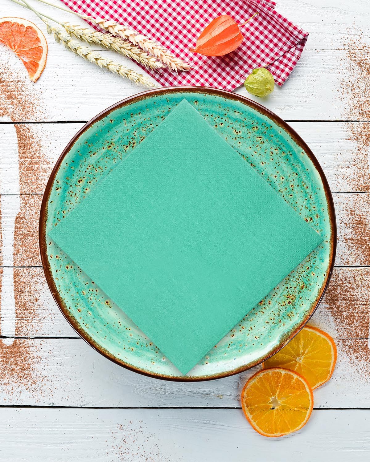 Teal Blue Cocktail Napkins 5 * 5inch disposable Beverage Napkin paper for Cocktail, Wedding, Dinner,Birthday Party Dessert Wine Paper Napkins( 120 Count)