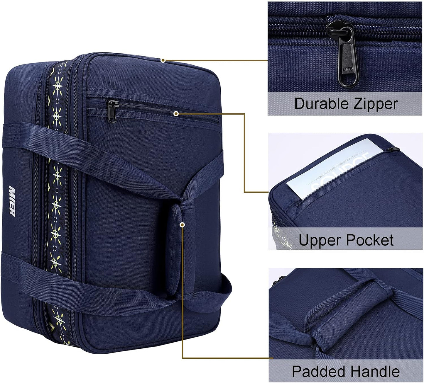 MIER Insulated Double Casserole Carrier Bag for Lasagna Lugger, Potluck Parties, Picnic, Beach, Fits 9 x 13 Inches Baking Dish, Casserole Dish, Expandable, Dark Blue