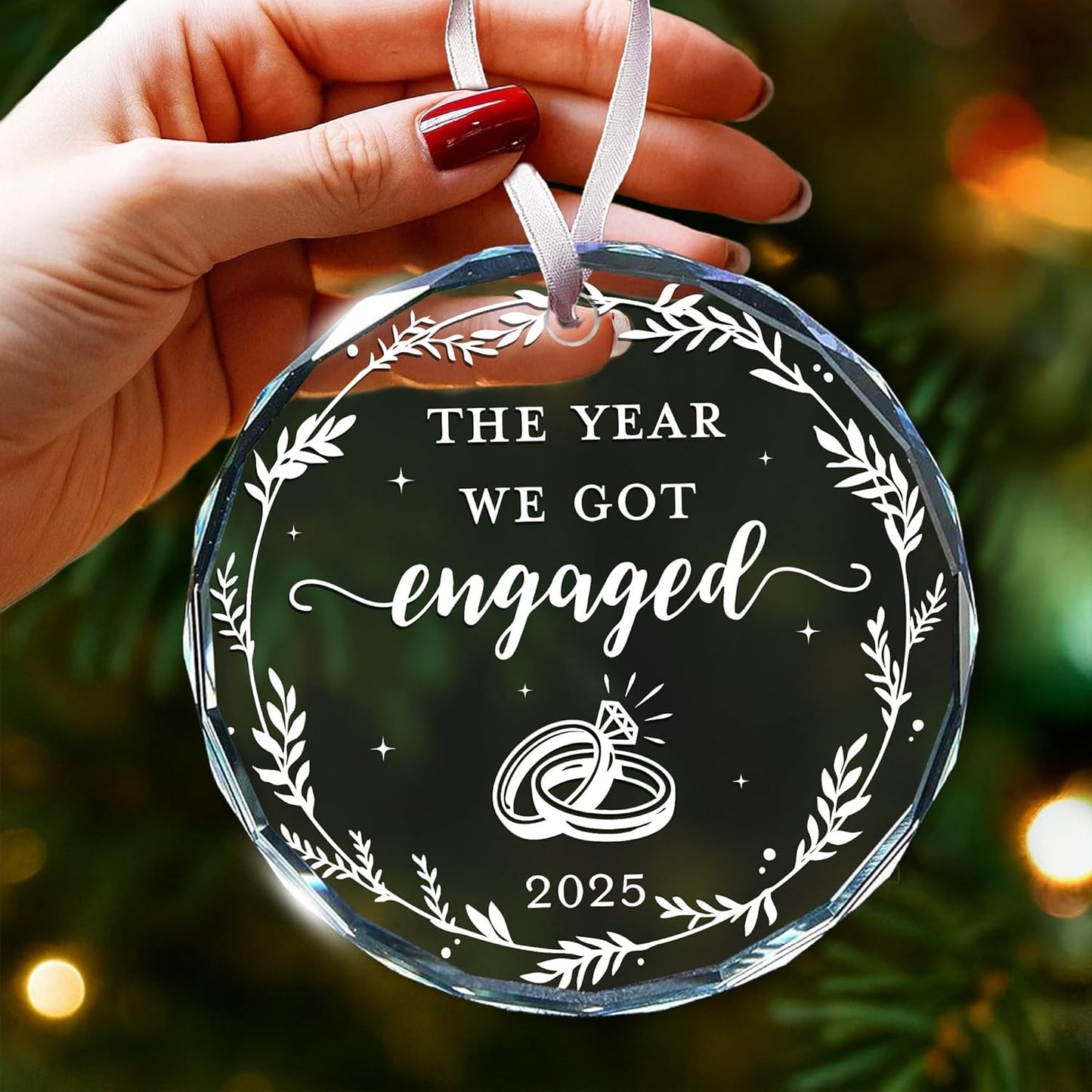 Engagement Ornament - Unique 2025 Engagement Gift for Couples, Celebratory First Christmas Engaged Ornament, Cool Keepsake for Bride to Be, Commemorating Our First Christmas Engaged in 2025