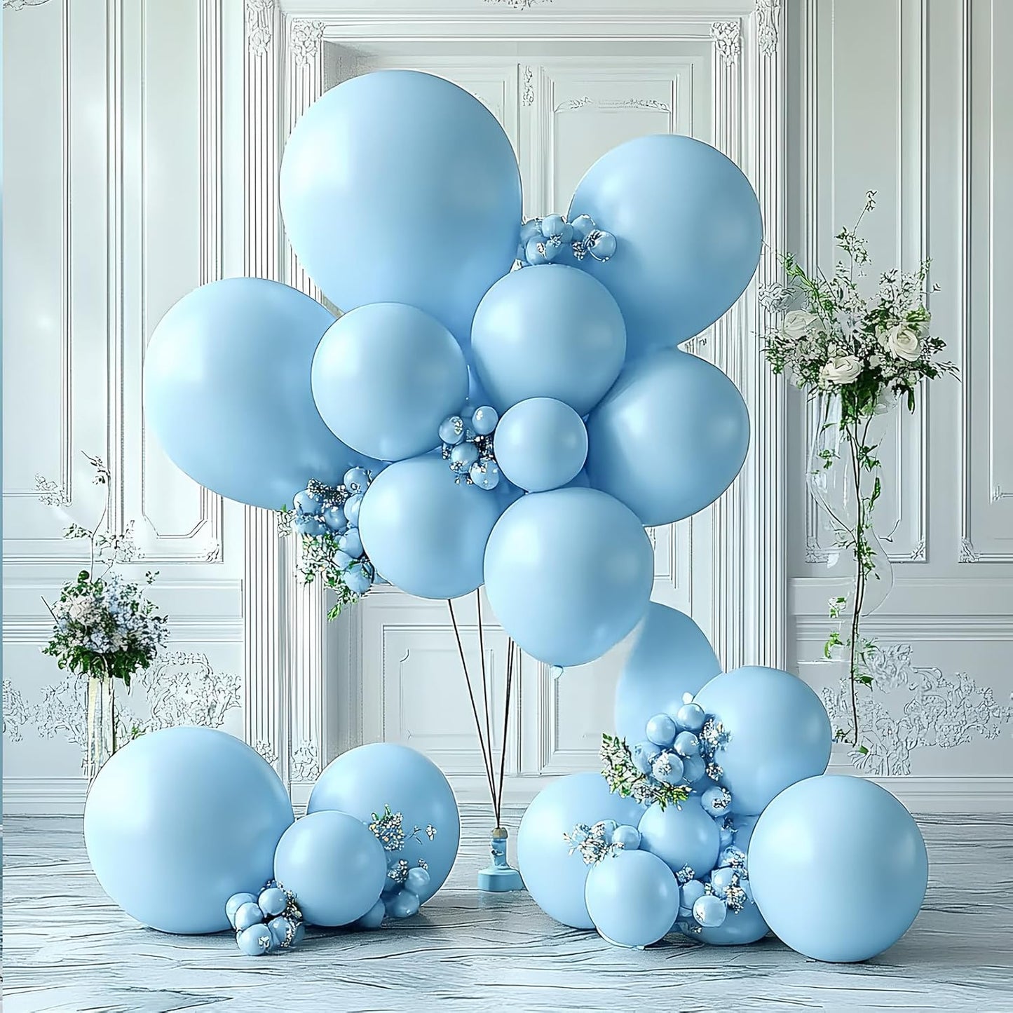 Llight Blue Latex Balloons, 100pcs 12inches Round Helium Light Blue Balloons for Birthday Baby Shower Wedding Birthday Party Decorations