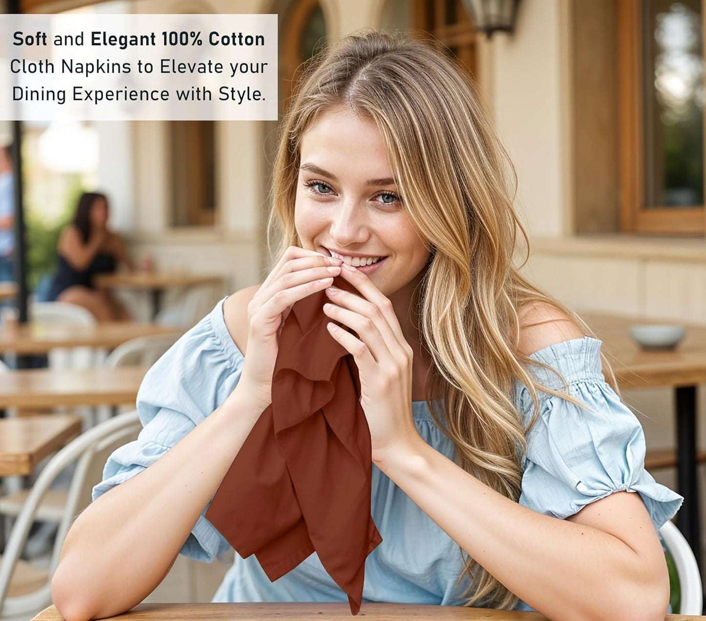 Ruvanti Cloth Napkins Set of 12, 18x18 Inches, Napkin Cloth Washable, Soft & Absorbent 100% Cotton Napkins, Perfect for Wedding, Christmas, Thanksgiving, and Dinner - Rust