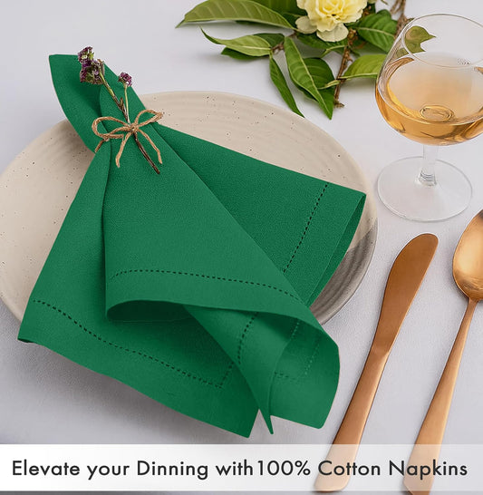 Ruvanti Cloth Napkins - 100% Cotton Dinner Napkins, Hem Stitched Corners, 18x18 Inch, 12 Pack - Soft, Absorbent, Durable, Reusable, Wrinkle Resistant for Formal Dining & Everyday Use - Amazon