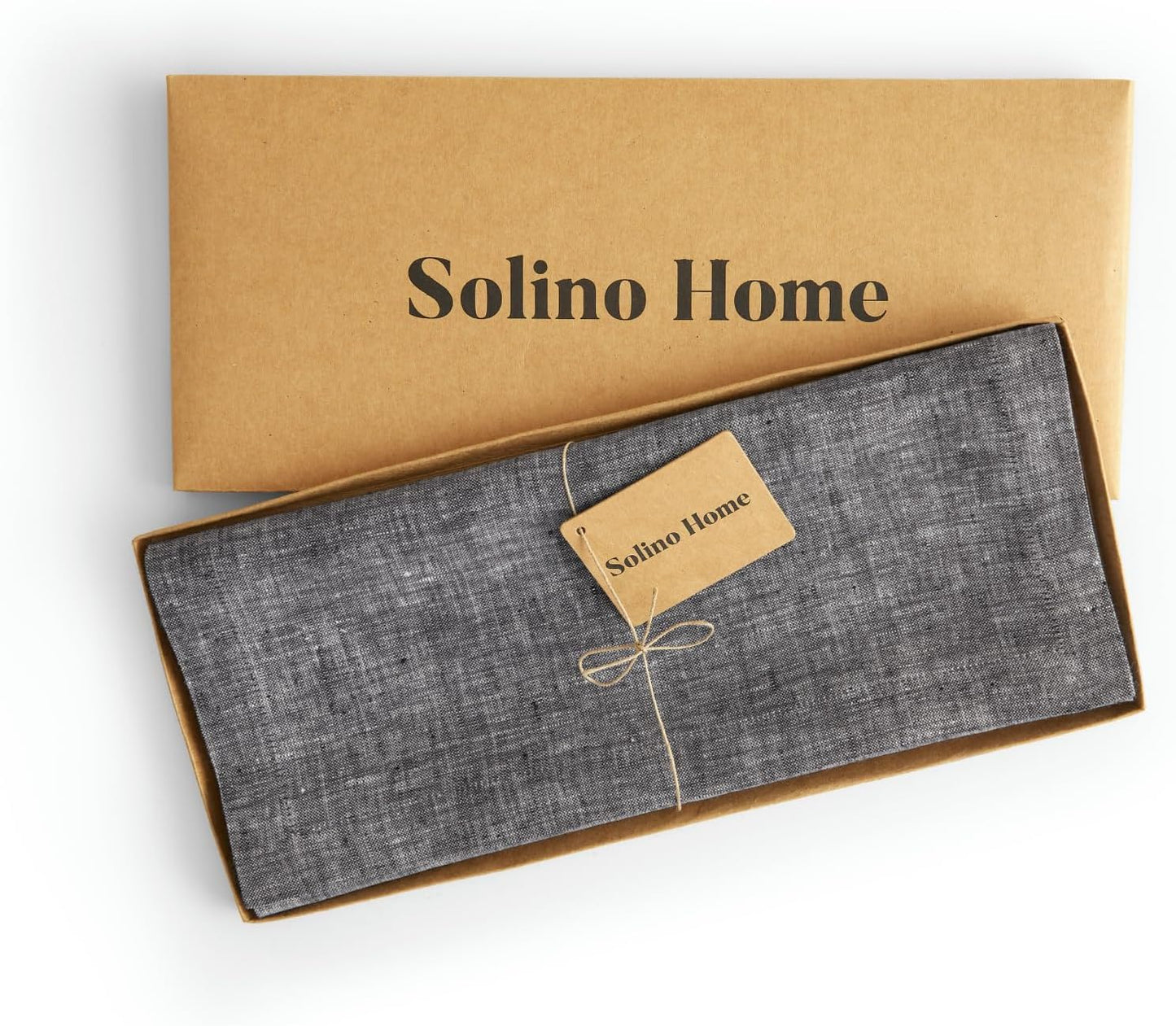 Solino Home Linen Chambray Black Table Runner 108 Inches Long - Athena, 100% Pure Linen Dining Table Runner 14 x 108 Inch for Halloween, Thanksgiving, Holiday