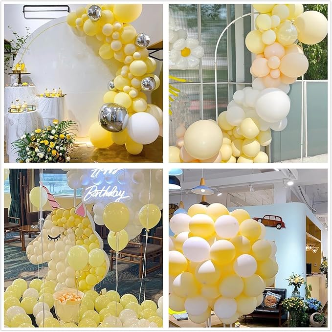 412pcs Pastel Yellow Balloon Garland Arch Kit 18 12 10 5 Inch Different Sizes Light Yellow Latex Balloons for Baby Shower Birthday Anniversary Wedding Gender Reveal Sunflower Party Decoration