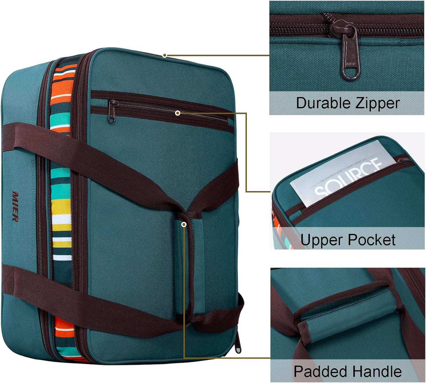 MIER Insulated Double Casserole Carrier Bag for Lasagna Lugger, Potluck Parties, Picnic, Beach, Fits 9 x 13 Inches Baking Dish, Casserole Dish, Expandable by Mid Zipper, Peacock Blue
