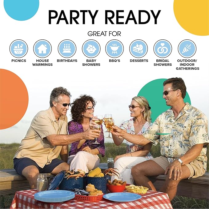 Exquisite Light Blue Paper Plates Disposable Heavy Duty 100 Pcs - 50-7" & 50-9" Light Blue Disposable Plates For Party Heavy Duty Paper Plate 350 GSM Birthday Party Supplies Plate Set
