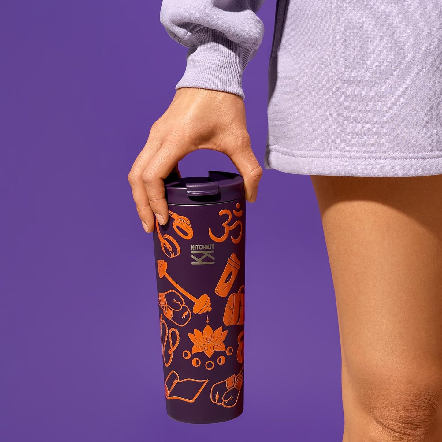 750ml (25oz) Insulated Tumbler with Straw, Flip Lid & Bonus Sticker Pack – Stainless Steel Reusable Travel Cup (Velvet Plum)