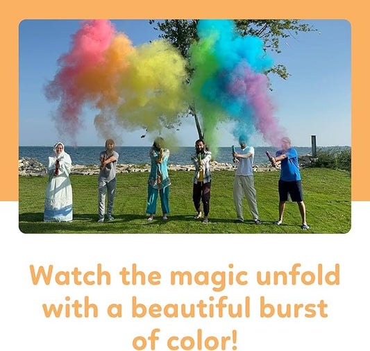Orange Powder Cannons Smoke Bombs Biodegradable Poppers | 2 Pack | Launch up to 25 ft | 12 inch | Decorations For Photoshoots, Gender Reveal, Celebrations, Festivals, and Parties | TUR Party Supplies