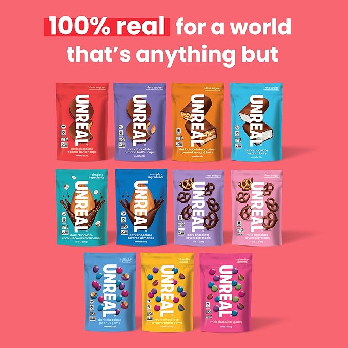UNREAL Dark Chocolate Peanut Butter Cups (Value Size Bag) | Vegan, 5g Sugar | Gluten Free, Fair Trade, Non-GMO | 9.5oz