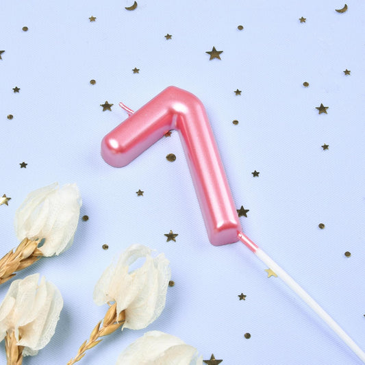 PHD CAKE 2.76 inch Classical Pink 7 Number Birthday Candles, Pink Number Candles, Cake Number Candles, Party Celebration