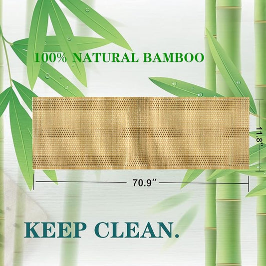 ANDSTAR 12x72 Inch Weave Bamboo Table Runner Stain Resistant Heat Resistant Oil-Proof Non-Slip Waterproof Easy to Clean Table Runner for Kitchen Dinning Room Table Decoration(Brown,1 Piece) …