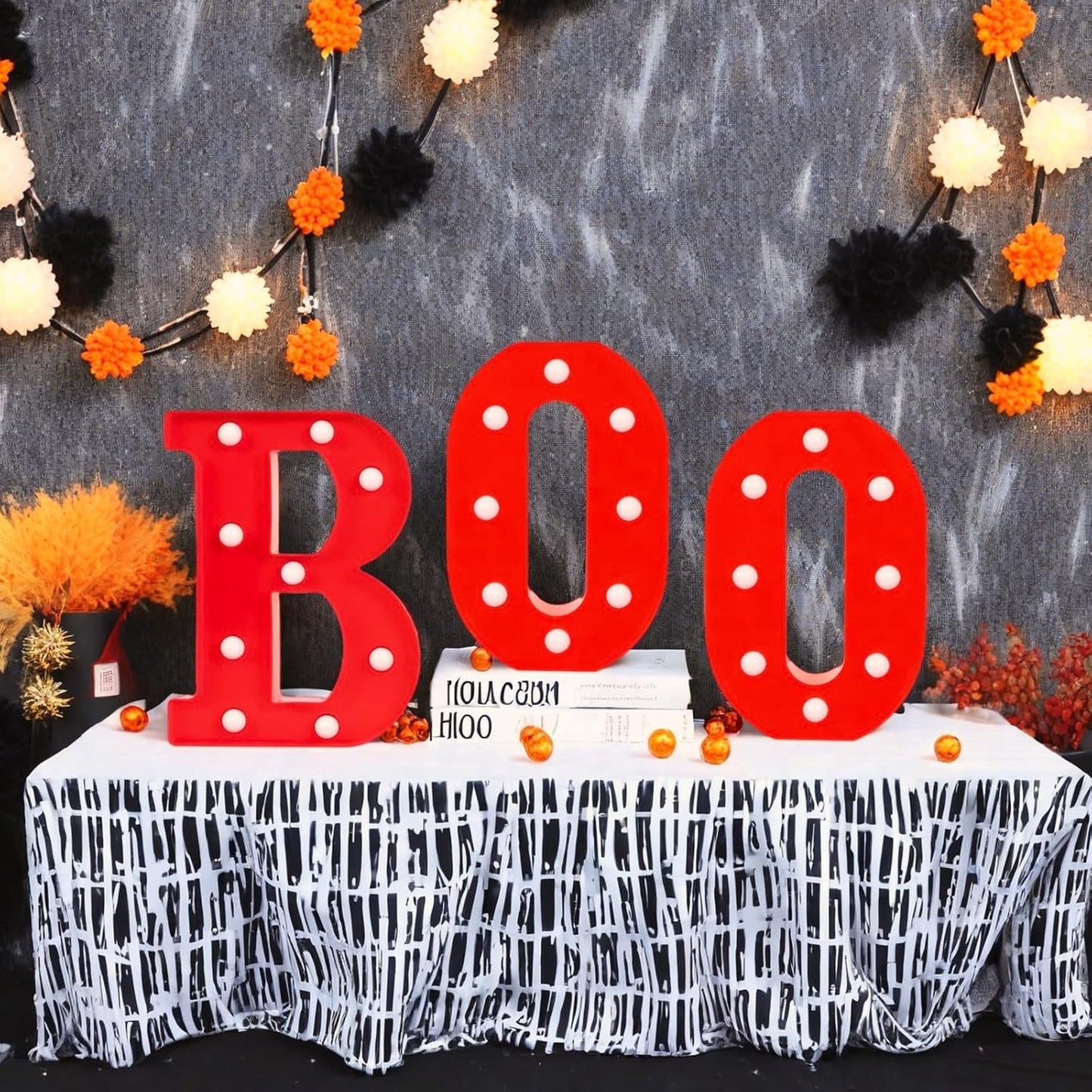 Halloween Decorations, "BOO" Light Up Sign, LED Marquee Light Up Letters, Halloween Decor Indoor for Kitchen, Bedroom, Party, Tabletop