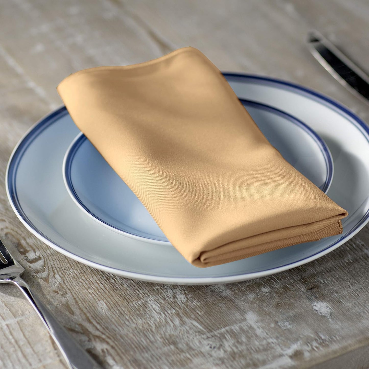 LA Linen 4-Pack Poly Blend Napkins - Soft, Washable, Stain & Wrinkle Resistant - Dinner & Party Napkins - Khaki, 18x18