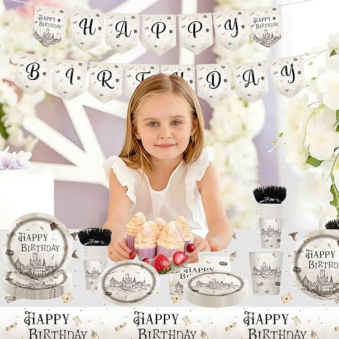 152PCS Magical Wizard Plates Napkins Birthday Party Supplies,Magical Party Paper Plates and Napkins Kit for Boys and Girls Birthday Baby Shower Party Decorations,Serves 30