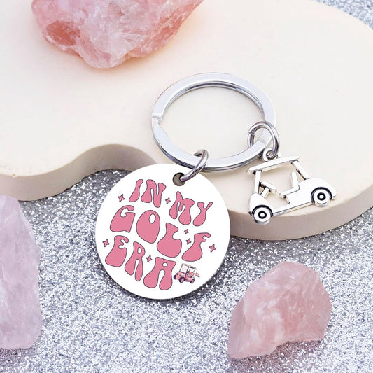 Golf Gifts for Women Golf Cart Keychain Pink Gifts for Golfers Female Golfing Accessories for Ladies Girls Golf Themed Birthday Christmas Stocking Stuffers for Golfers Player Lover Girl