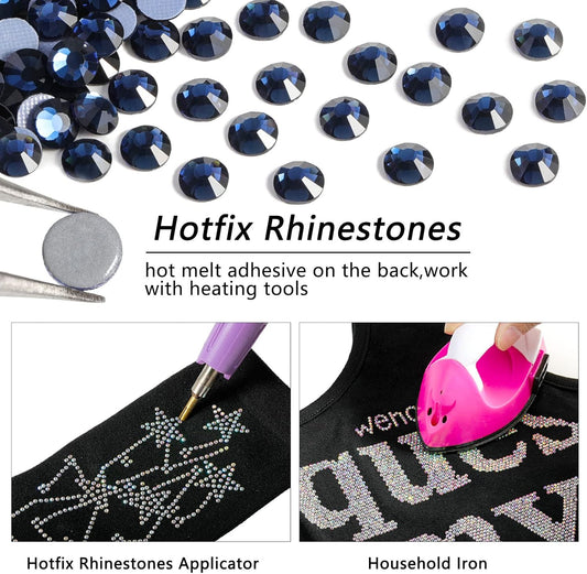 Beadsland Hotfix Rhinestones, 288pcs Crystal Rhinestones for Crafts Clothes DIY Decoration, Montana, SS34, 7.0-7.3mm