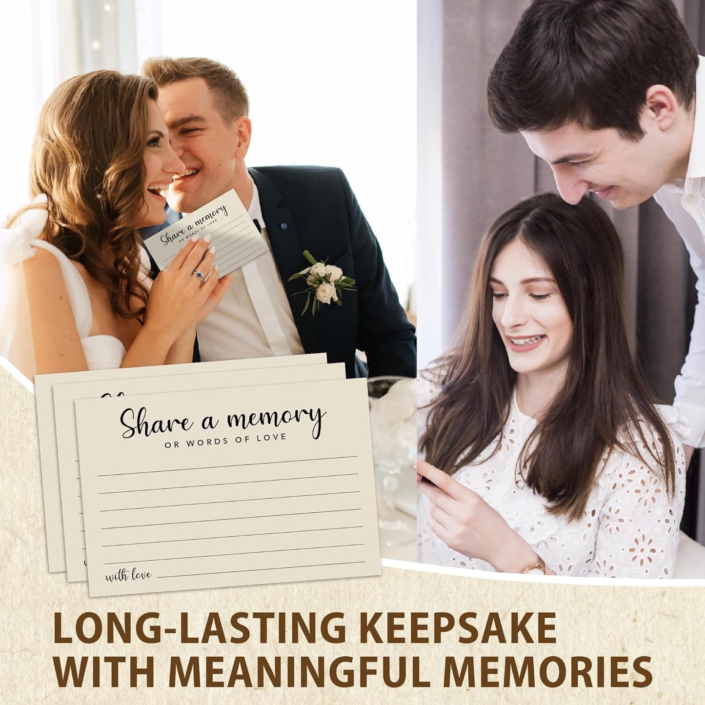 Share a Memory Cards for Celebration of Life, Graduation, Retirement, Birthdays, Guest Book Ideas, Funeral Sign In Book For Memorial Service, 4x6 Inches Set of 50 Pcs(Vanilla Cream) -A08