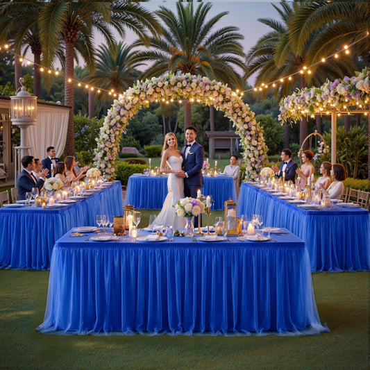 Royal Blue Tulle Tablecloth for 6 Foot Rectangular Tables 6ft Royal Blue Table Cloths Rectangle Wrinkle Free Table Cover with Skirt for Wedding Birthday Party Baby Shower Banquet Buffet Cake Cocktai