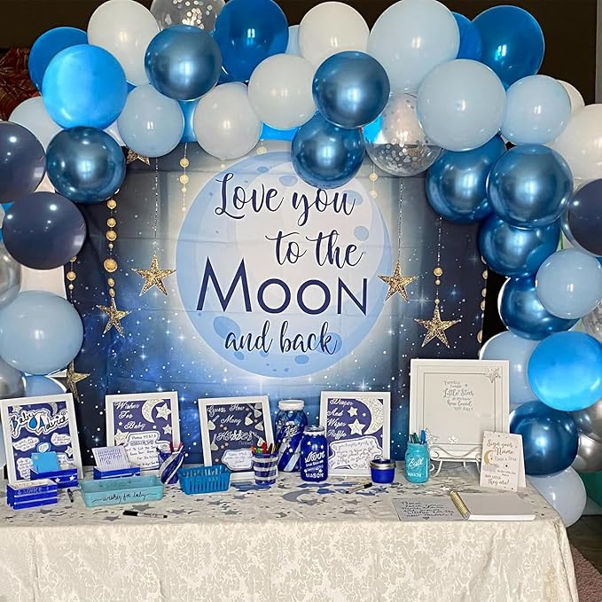 Blue Balloons Metallic Blue Balloon, 60Pcs 12Inch Chrome Blue Balloons Kit Macaron Light Pearl Navy Blue Latex Balloons for Birthday Wedding Party Decoration