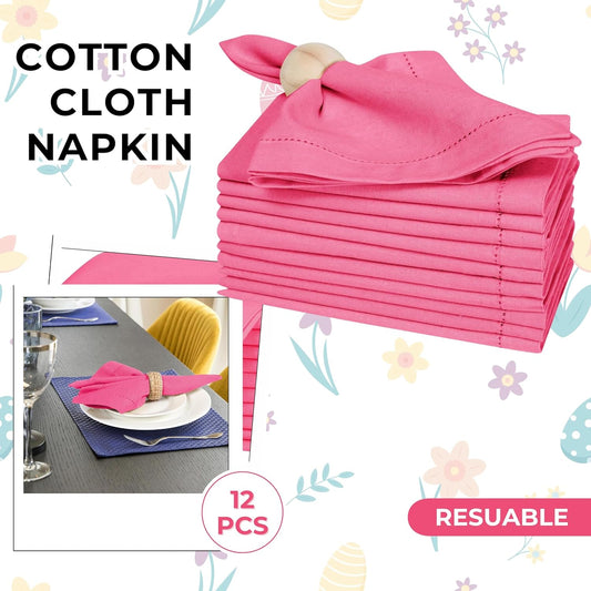 Homidate 100% Cotton Cloth Dinner Napkins Set of 12 – 18x18 Baby Pink Hemstitched – Soft Durable Machine Washable Fabric Napkins for Weddings, Parties & Holidays